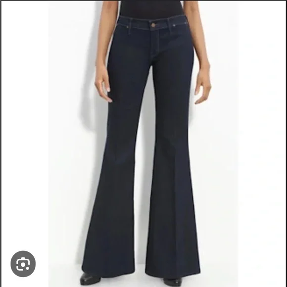 MOTHER Dark Indigo Flare Wide-Leg Jeans - Picture 2 of 8